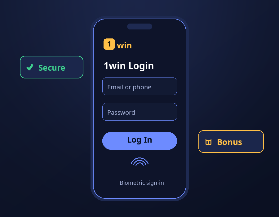 1win app login screen with secure biometric sign-in